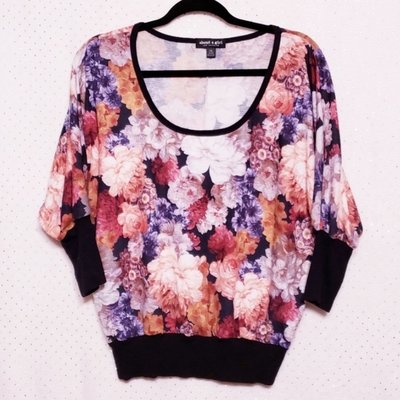 Floral Dolman Sleeve* Semi Crop *Sz XL* - Picture 7 of 7